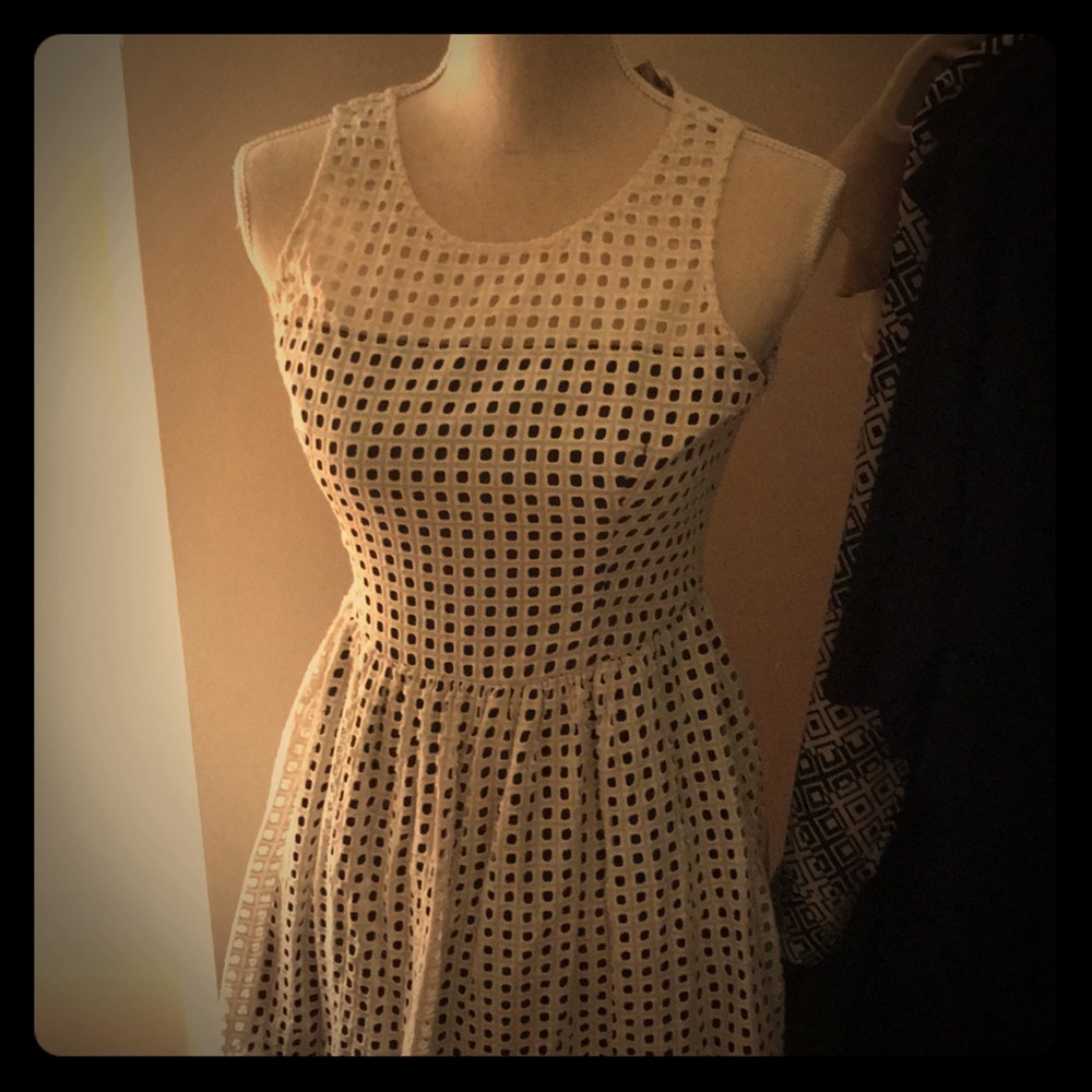 Banana Republic black & white square mesh dress